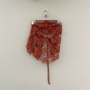 FREE PEOPLE Burnt Orange Seychelle Lace Halter Top Size Small